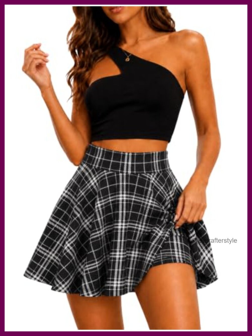 Women's Flared Mini Skater Skirt with Built-in Shorts High Waisted A-Line